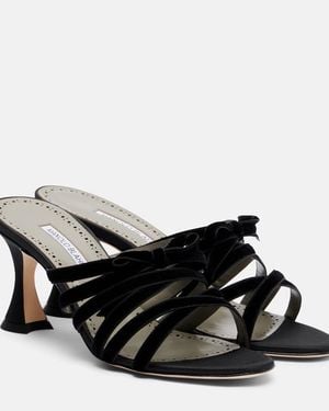 Manolo Blahnik Sandalen Clementel 70 Aus Samt - Schwarz