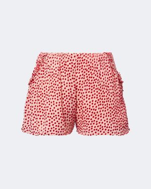 Posse Elise Polka-Dot Ruffled Shorts - Red