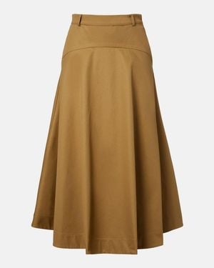 Balenciaga Falda Midi De Sarga De Algodon - Neutro