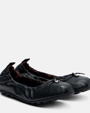 Hogan Olympia Leather Ballerina Flats - Black
