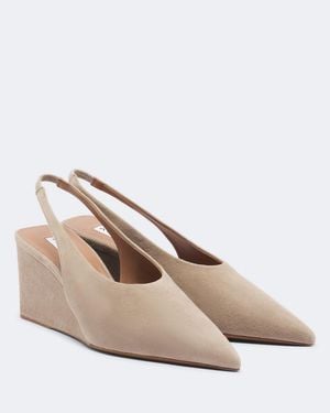 Alaïa Suede Wedge Slingback Court Shoes - Natural
