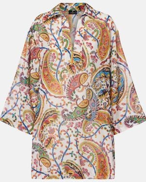 Etro Printed Cotton And Silk Tunic - Multicolor