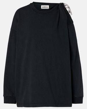 Area Embellished Cotton Jersey T-Shirt - Black