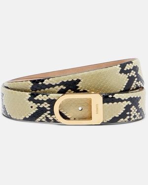 KHAITE Saddle 30Mm Snake-Effect Leather Belt - Metallic