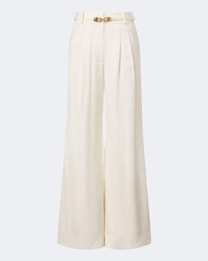 Zimmermann Pantalones Anchos Con Cinturon - Blanco