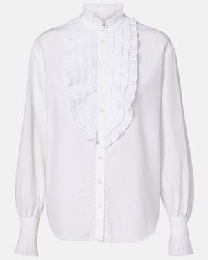 Polo Ralph Lauren Ruffled Cotton And Silk Blouse - White