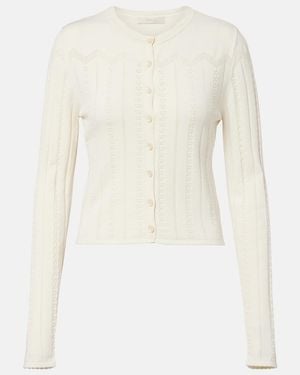 Faithfull the Brand Esme Pointelle Cotton-Blend Cardigan - White