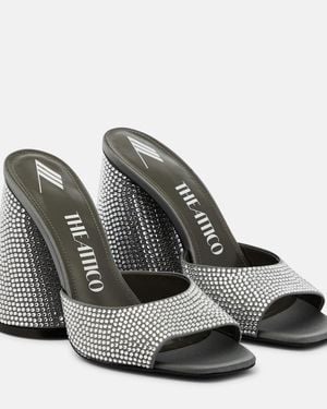 The Attico Luz Crystal-Embellished Leather Mules - Black