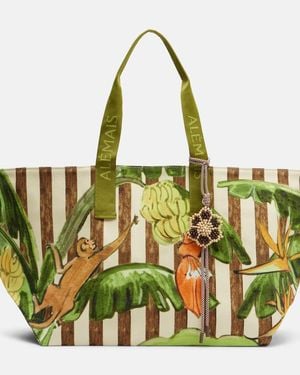 ALÉMAIS Toucan Tango Large Canvas Tote Bag - Green