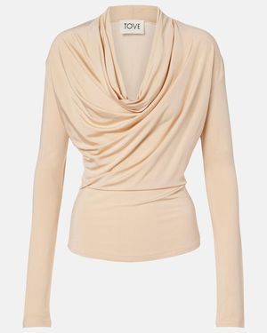 TOVE Fina Draped Jersey Top - Natural
