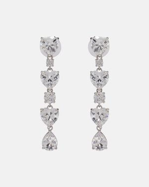 Self-Portrait Tiered Embellished Earrings - White