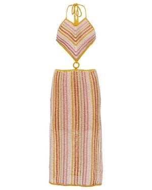 Anna Kosturova Ring Halterneck Crochet Dress - Multicolor