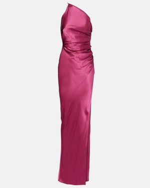 The Sei Asymmetric Gathered Silk Satin Gown - Purple