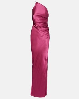 The Sei Asymmetric Gathered Silk Satin Gown - Purple
