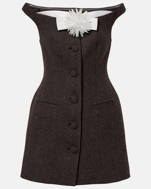 Self-Portrait Off-Shoulder-Minikleid Mit Blumen-Applikation - Schwarz