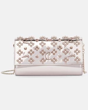 Christian Louboutin Paloma Embellished Leather Clutch - Natural