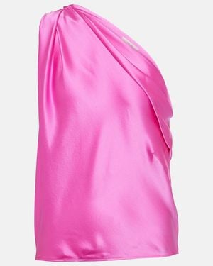 The Sei Draped Silk Satin Top - Pink