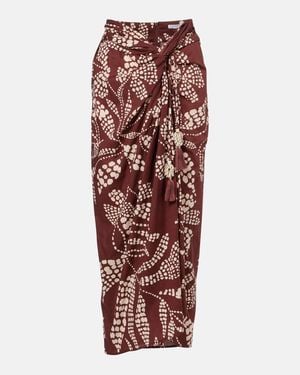 Poupette Uma Printed Cotton Midi Skirt - Red
