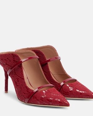 Malone Souliers Maureen 85 Leather-Trimmed Lace Mules - Red