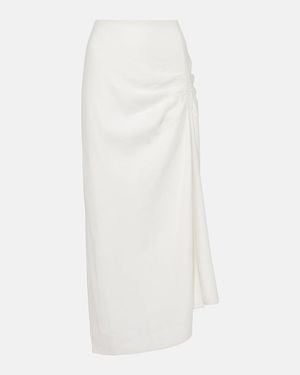 SIR. Dorian Ruched Linen-Blend Maxi Skirt - White