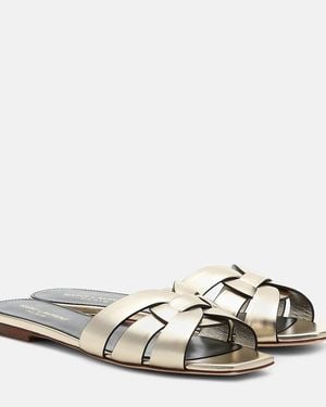 Saint Laurent Tribute Metallic Leather Sandal