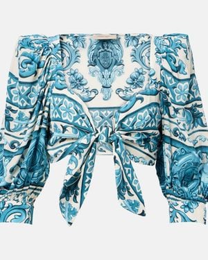 Adriana Degreas Printed Crop Top - Blue