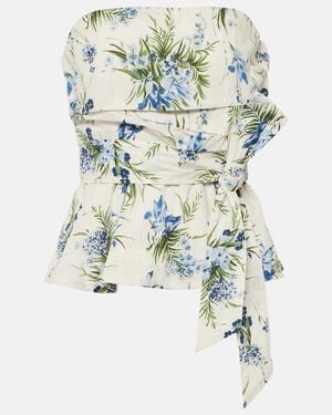 Veronica Beard Strapless Belted Cotton Top - White