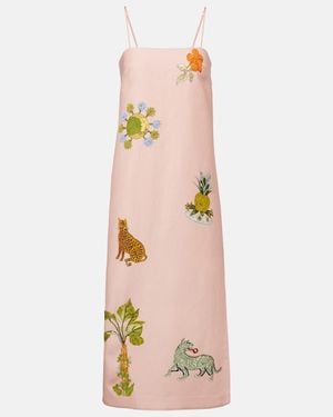 ALÉMAIS Hazel Printed Linen-Blend Maxi Dress - Pink