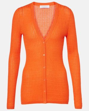 Gabriela Hearst Emma Pointelle Cashmere And Silk Cardigan - Orange