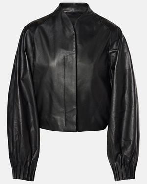 FFORME Aram Cropped Leather Jacket - Black