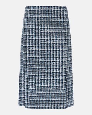 Etro High-Rise Cotton-Blend Tweed Midi Skirt - Blue