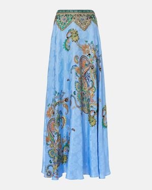 Etro Paisley Print Maxi A-Line Skirt - Blue