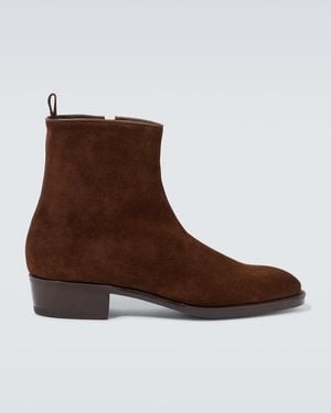 John Lobb Freddi Suede Ankle Boots - Brown