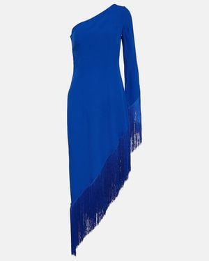 Taller Marmo Asymmetric Fringed Midi Dress - Blue