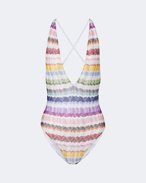 Missoni Costume Intero A Zig Zag - Bianco