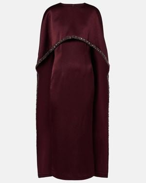 Roland Mouret Embellished Caped Satin Crepe Midi Dress - Purple