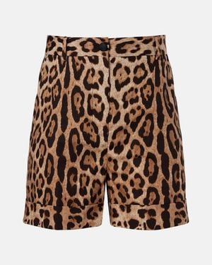 Dolce & Gabbana Leopard-Print Cotton Bermuda Shorts - Brown