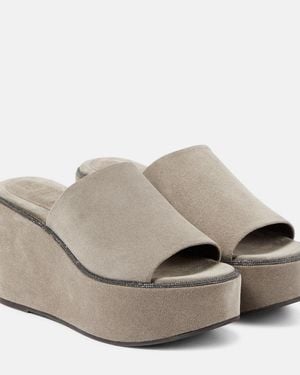 Brunello Cucinelli Classic High Mule - Grey