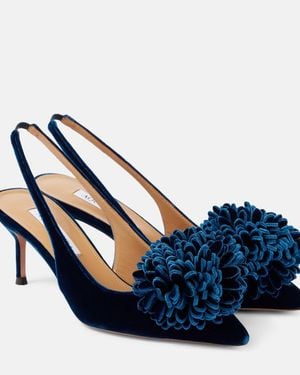 Aquazzura Couturier 65 Velvet Slingback Court Shoes - Blue