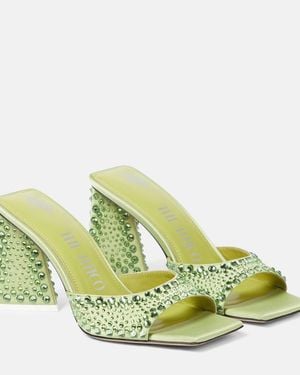 The Attico Mini Devon Embellished Satin Mules - Green
