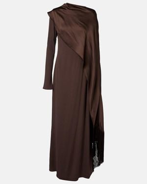 ‎Taller Marmo Mounia Caped Crepe Cady Gown - Brown