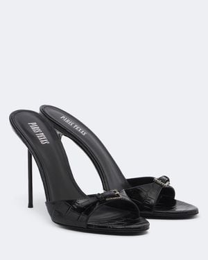 Paris Texas Lidia Croc-Effect Patent Leather Mules - Black