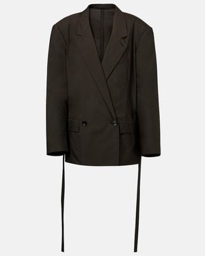 Lemaire Belted Cotton And Silk Blazer - Black