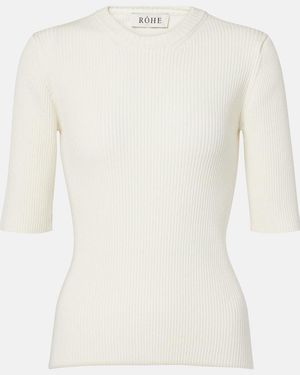 Rohe Ribbed-Knit Cotton-Blend Top - White