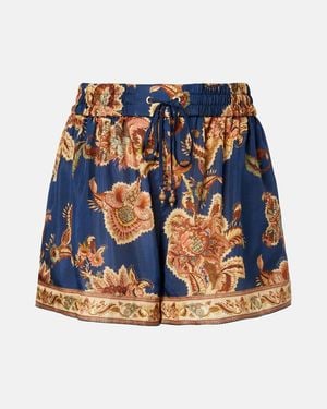 Zimmermann Shorts Aster Aus Seide - Blau