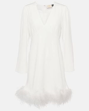 RIXO London Toni Bridal Feather-Trimmed Minidress - White