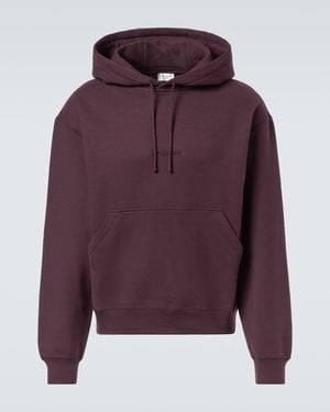 Saint Laurent Logo Cotton Hoodie - Purple