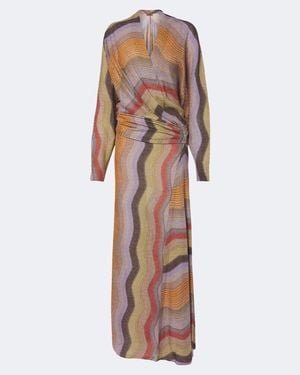 Missoni Draped Printed Lame Gown - Brown