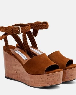 Jimmy Choo Jori Suede Platform Sandals - Brown
