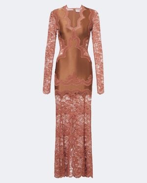 Rabanne Lace And Satin Maxi Dress - Natural